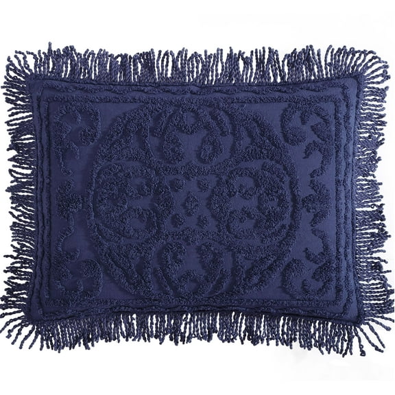 Beatrice Home Fashions Medallion Chenille Standard Sham Navy