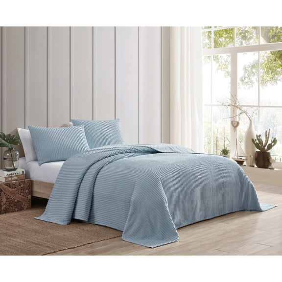 Beatrice Home Fashons Channel Chenille Bedspread Full Blue