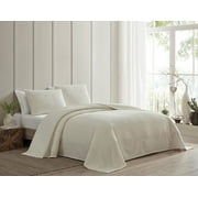 Beatrice Home Fashons Channel Chenille Bedspread Queen Ivory