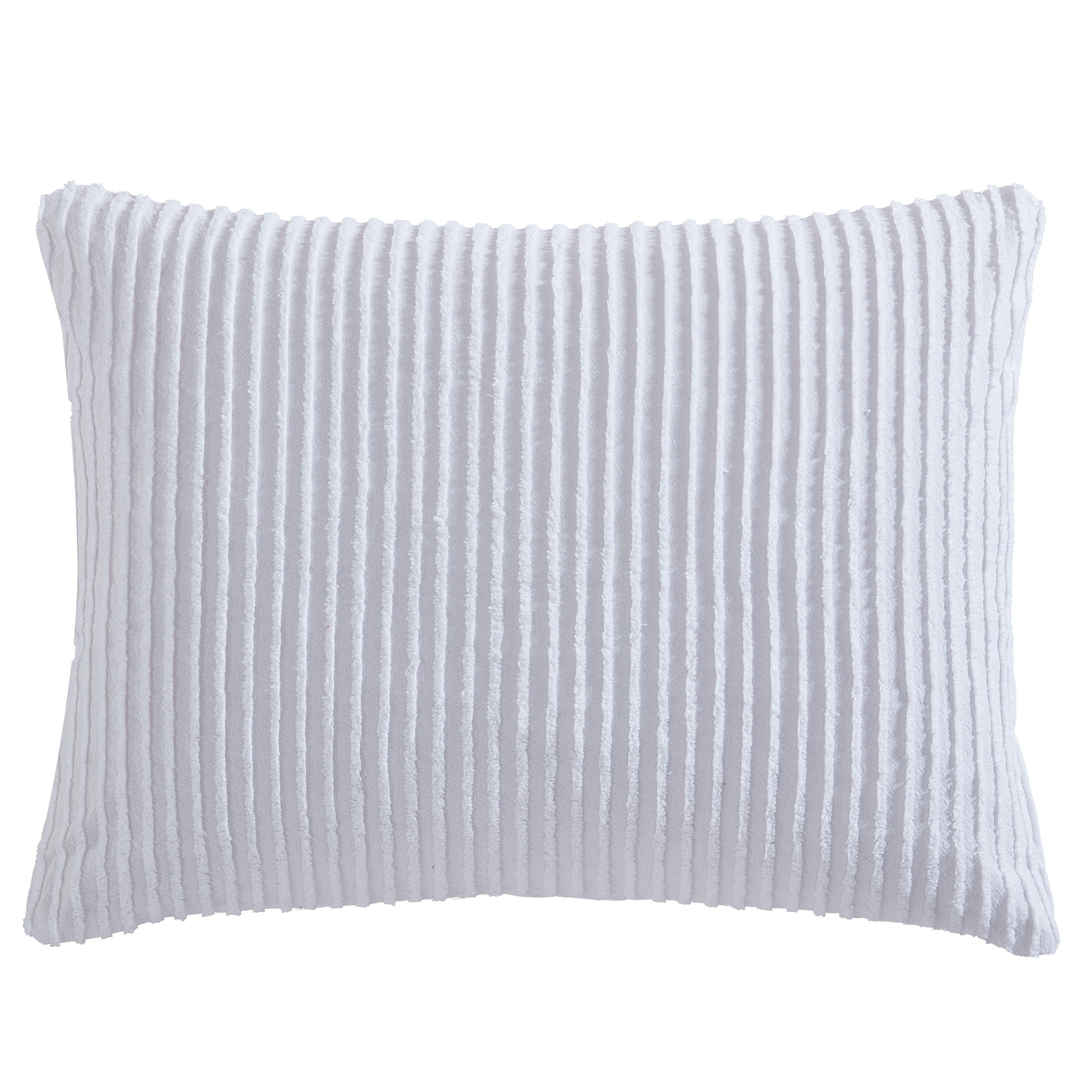White Cotton Channel Chenille Standard Pillow Sham