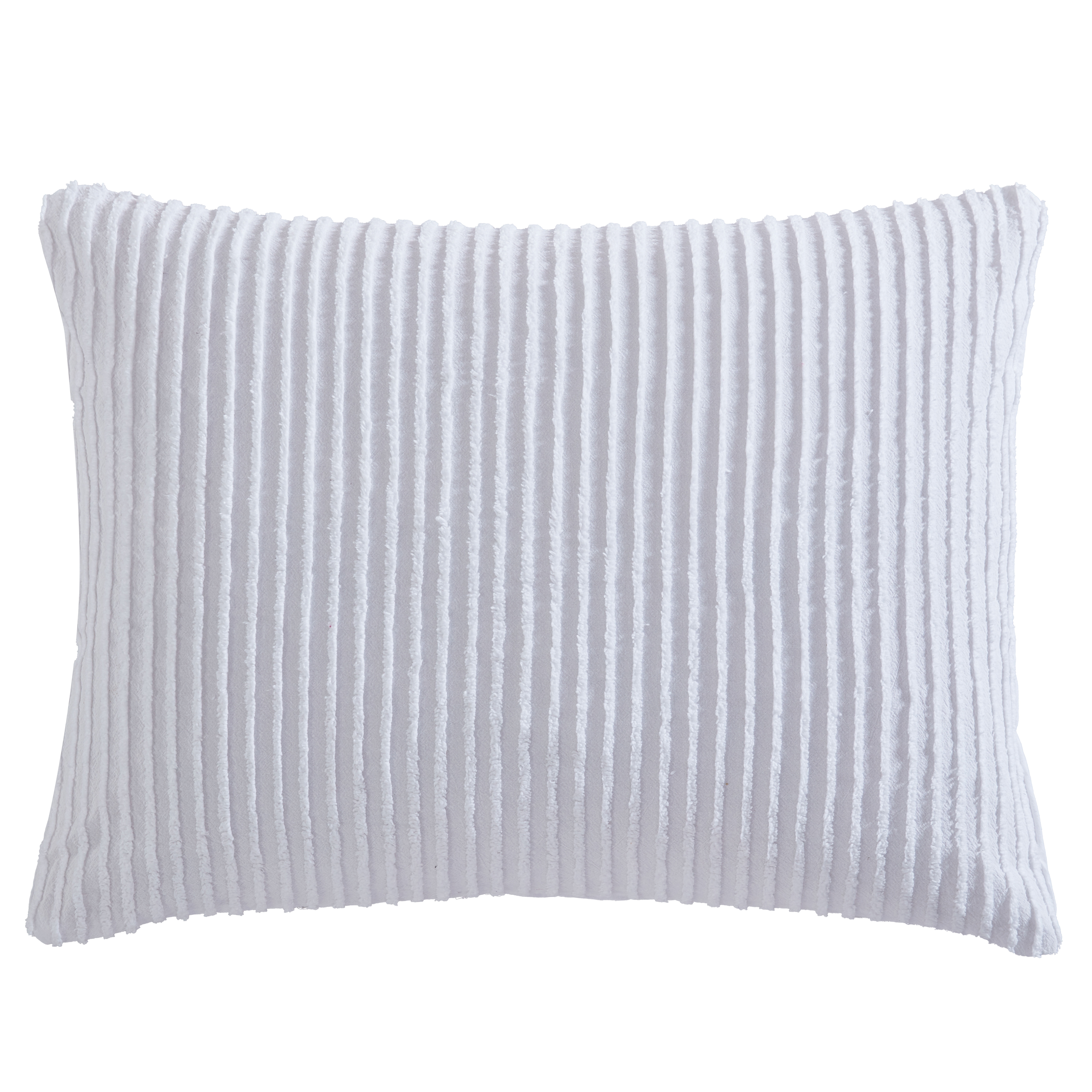 White Cotton Channel Chenille Standard Pillow Sham