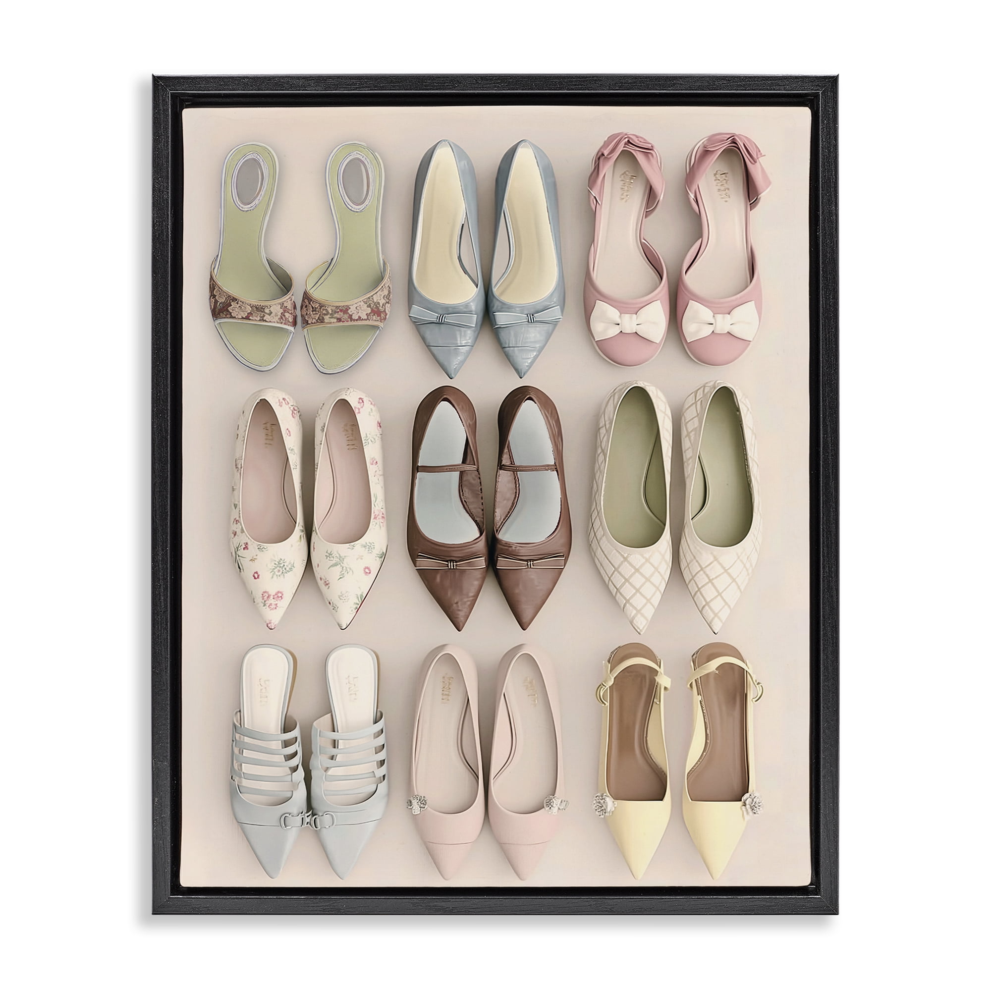 Beatrice's Closet Shoes Black Framed Floater Canvas Wall Art, design by Annabelle Hall