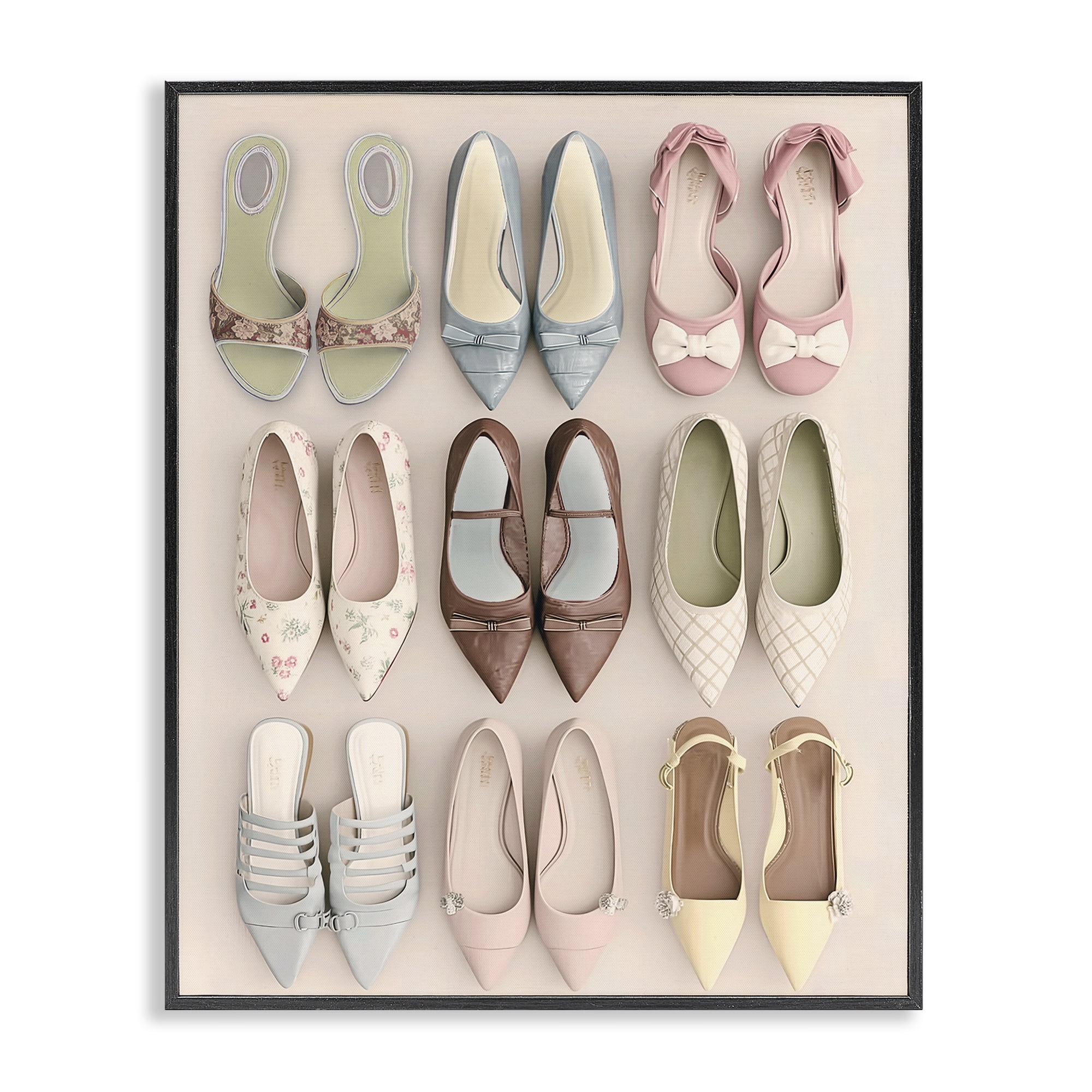 Beatrice's Closet Shoes Black Framed Giclee Art, design by Annabelle Hall