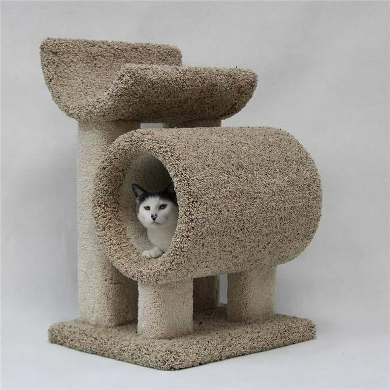 Beatrise Kitty Tunnel Post Cat Perch with Plush Carpet, Pink