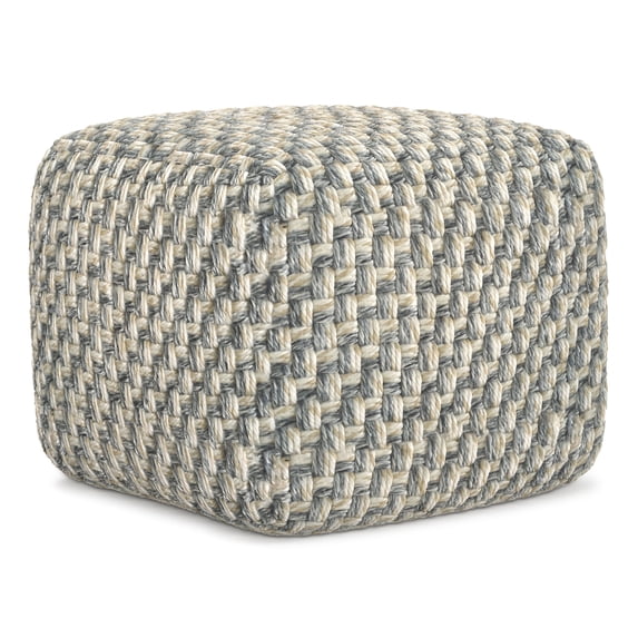 Simpli Home Beatrix 18 inch Wide Boho Pouf in Multicolor PET Polyester, Assembled