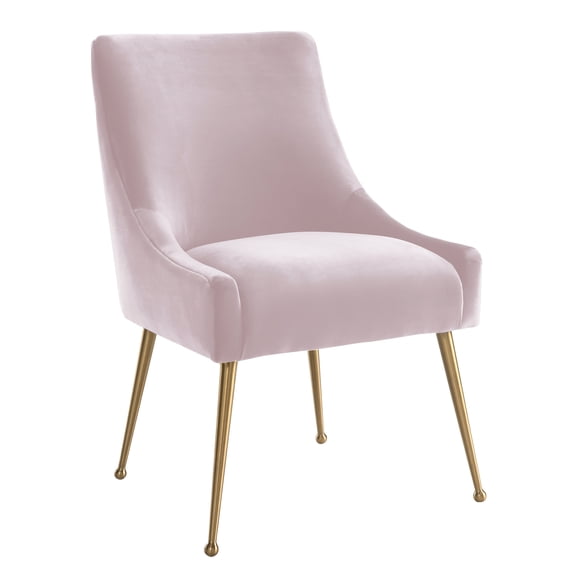 Beatrix Blush Velvet Side Chair with Gold Legs