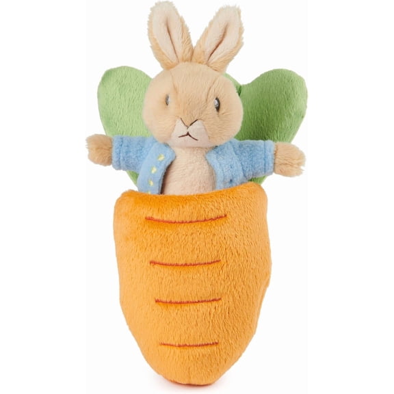 Beatrix Potter 2-in-1 Peter Rabbit with Carrot Plush Playset Stuffed Figure Pillow for Room Decor for Fans Graduation Gift, Bunny Stuffed Animal for Ages 1 and Up