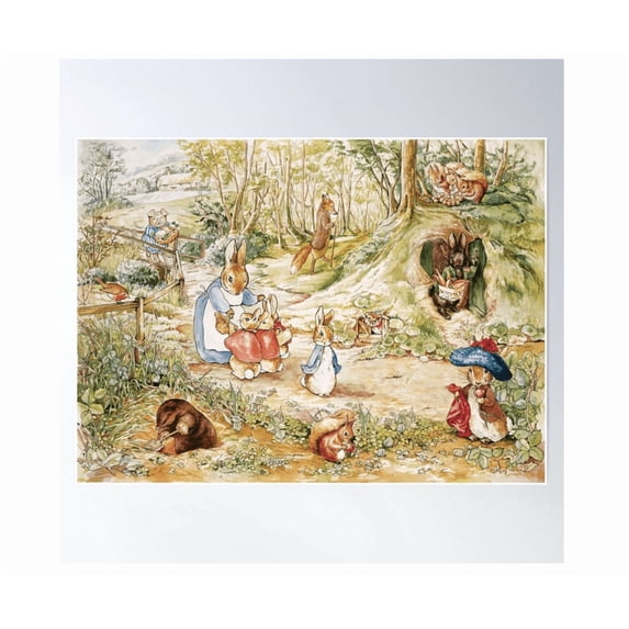 The Peter Rabbit Library Beatrix Potter Peter Rabbit And Woodland Friends Poster Wall Art Modern ...