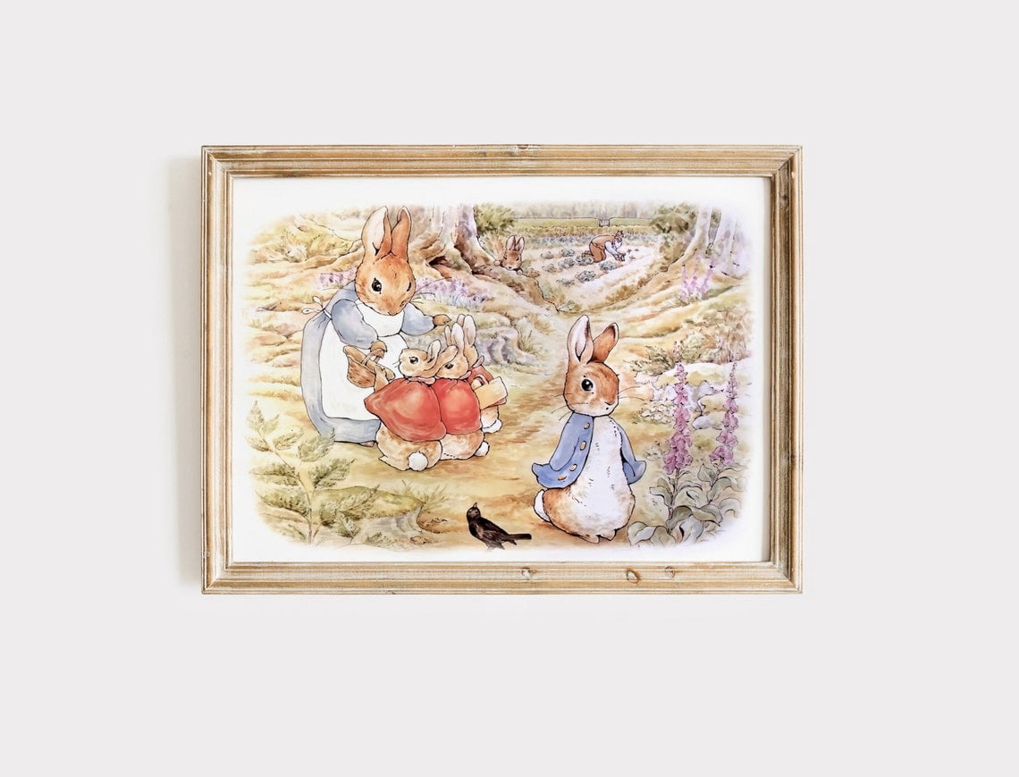 Beatrix Potter Peter Rabbit Wall Art Vintage Bunnies Nursery Poster ...