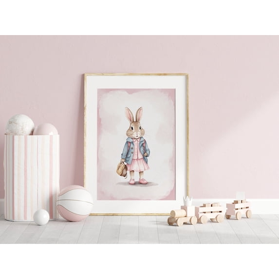 Beatrix Potter Rabbit Wall Art Nursery Girls Room Pink Bunny School ...