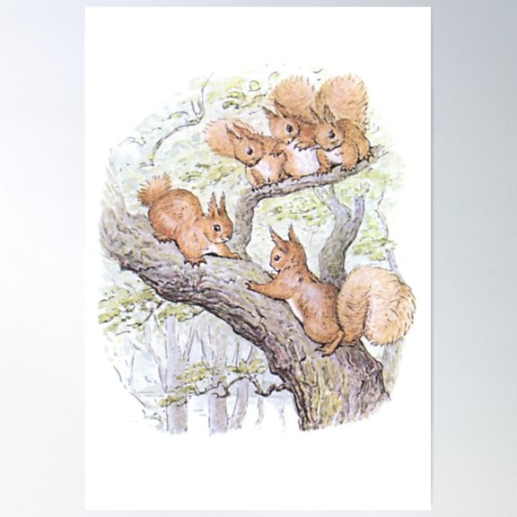 Beatrix Potter - Squirrel Nutkin Poster Wall Art, Modern Wall Decor For Living Room Bedroom, 8x12 UNFRAMED