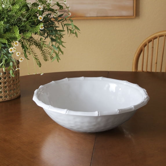 Beatriz Ball VIDA Bamboo Large Salad Bowl 14" White Melamine Serving