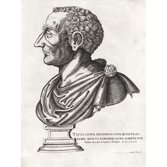Beatrizet Bust Roman Historian Livy Titus Livius Engraving Extra Large XL Wall Art Poster Print