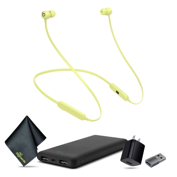 Beats Flex Wireless In-Ear Headphones (Yellow) Bundle + Accessories