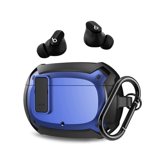 Beats Studio Buds Case Cover 2021, Secure Lock Hard Rugged Cool Shockproof Protective Case Cover for Beats Studio Buds Wireless Earbuds Case Accessories with Keychain Carabiner for Men Women Blue