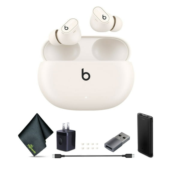 Beats Studio Buds+ Noise Canceling True Wireless In-Ear Headphones (Ivory) with Accessories
