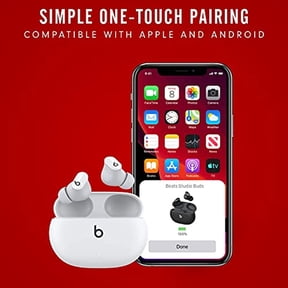 Restored Beats Studio Buds Totally Wireless Noise Cancelling In-Ear Earbuds, Apple and Android devices, White, 1, 1, 1