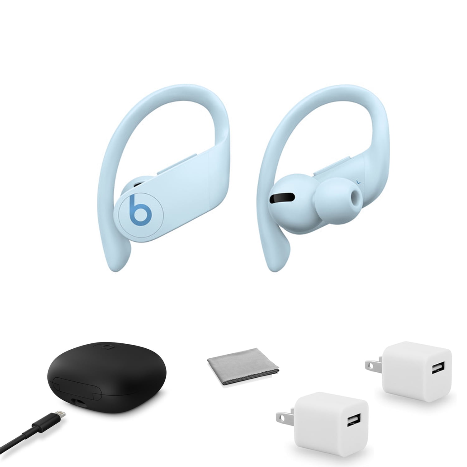 Beats by Dr. Dre Powerbeats Pro In-Ear Wireless Headphones (Glacier Blue) MXY82LL/A with 2x USB Wall Adapter Cubes + More Beats by Dr. Dre Powerbeats Pro In-Ear Wireless Headphones (Glacier Blue) MXY82LL/A with 2x USB Wall Adapter Cubes + More