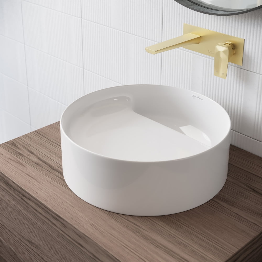 Beau 16.5" Glossy White Ceramic Round Vessel Sink
