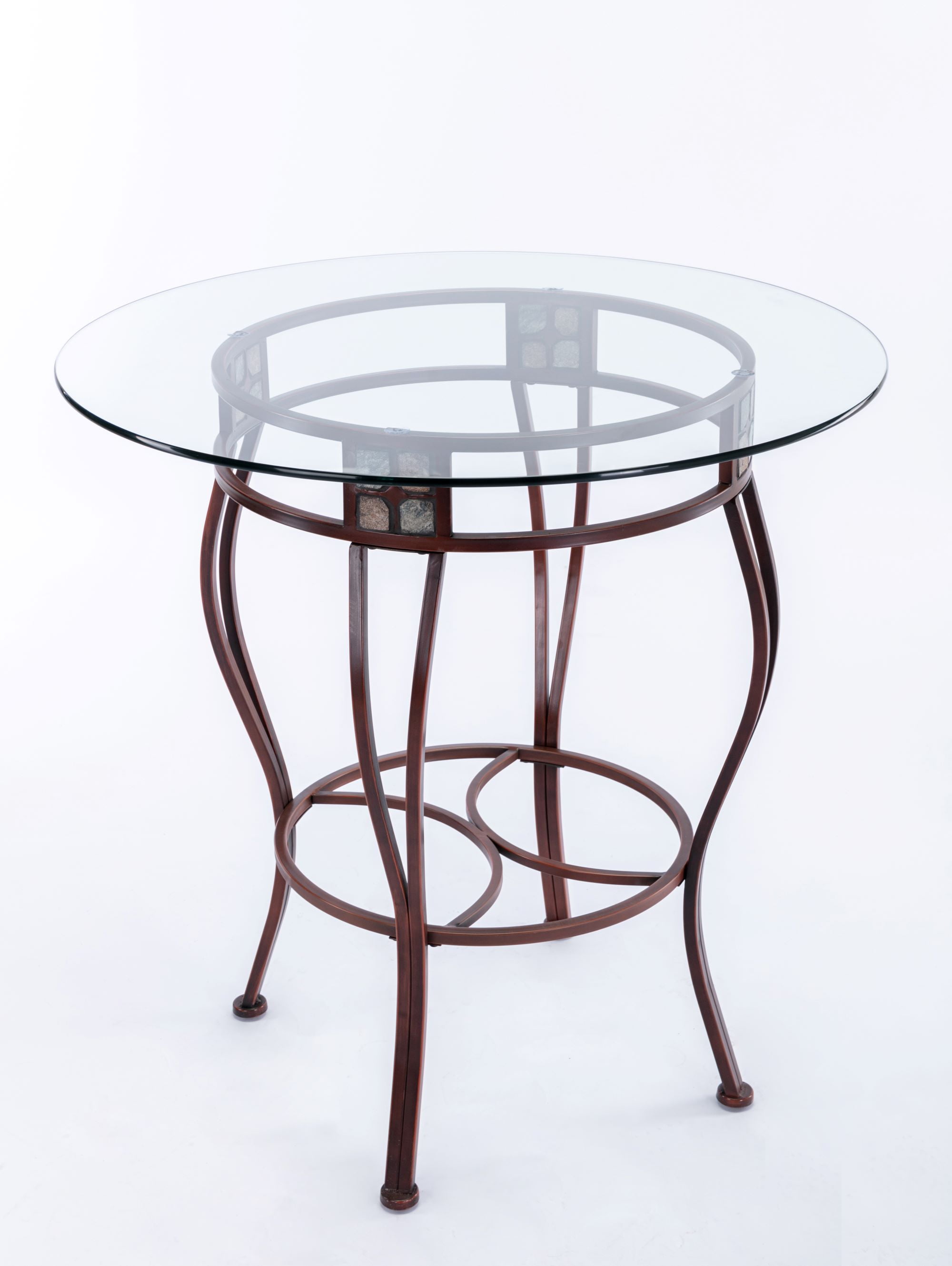 Beau 36" Round Glass Top Bronze Metal Counter Height Pub Table