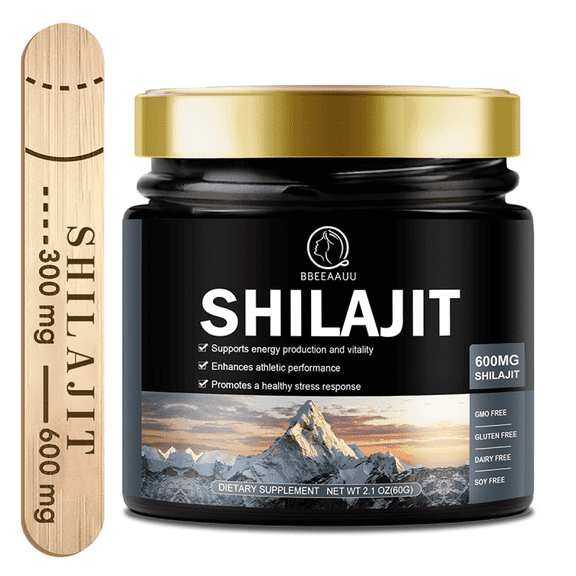 Beau 600mg Shilajit Supplement - Natural Himalayan Organic Shilajit Resin with Maximum Potency - Support for Focus & Energy, Immunity - 60g (2.1 oz)