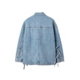 thumbnail image 1 of Beau Blue Boyfriend Style Denim Jacket with Multi Patched Pockets and Side Tie - [ZhiHiMeRi] | L, 1 of 12