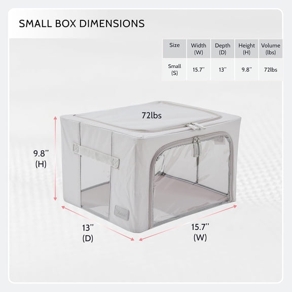 Beau Foldable Stackable Fabric Storage Boxes with Steel Frames - Set of 2 Metallic Floral Small