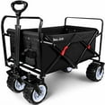 thumbnail image 1 of BEAU JARDIN Collapsible Folding Wagon 300 Pound Capacity Heavy Duty Foldable Beach Wagon Cart Grocery Utility Wagon for Garden Sports Shopping Outdoor All Terrain Wheel Portable Black, 1 of 10