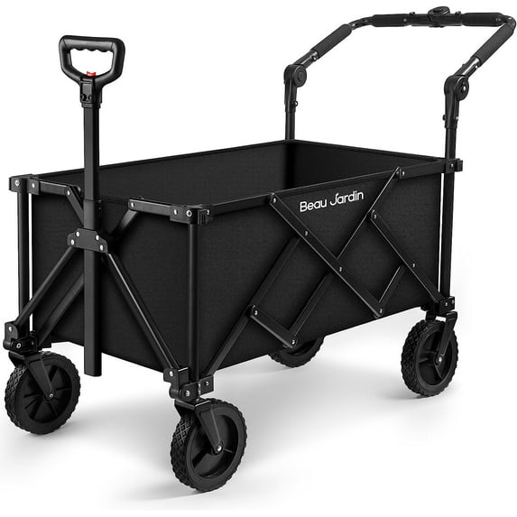 Beau Jardin Folding Wagon Cart with Foldable, Black