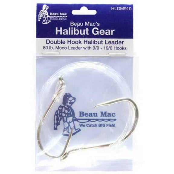 Beau Mac HLDM89 Halibut Ldr 80Lb Snld Mono Hooks 8/0-9/0 Large
