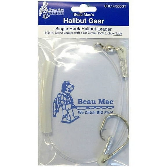Beau Mac Halibut Leader, 500 lb, 14/0 Glow