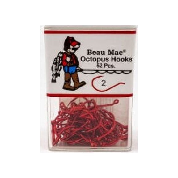 Beau Mac Octopus Hook Red Size 2 BEAUKOR-2