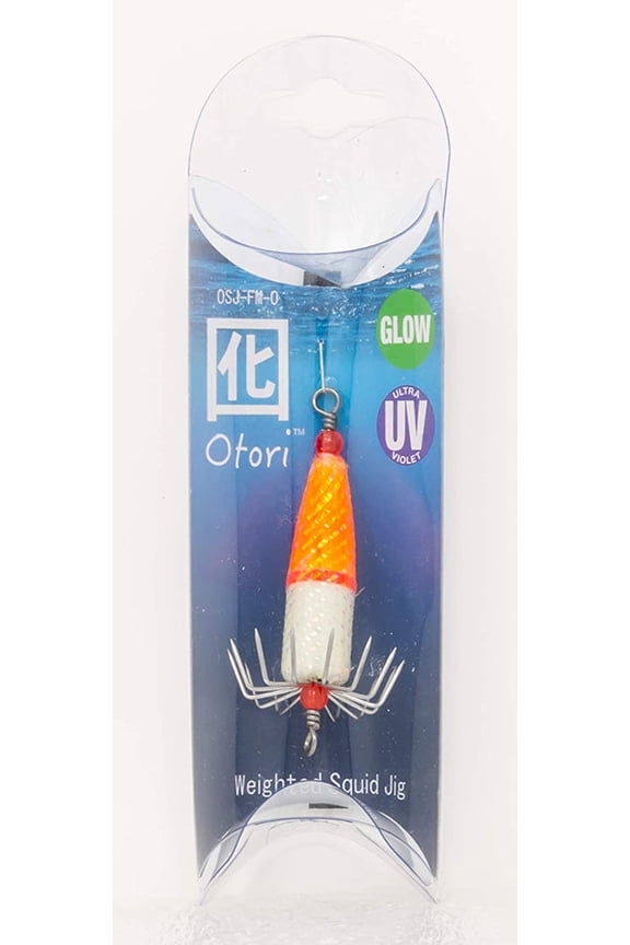 Beau-Mac Otori Squid Jig Medium Orange/Glow 1 1/8" OSJ-FM-O
