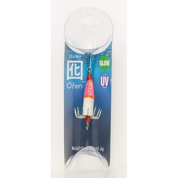 Beau-Mac Otori Squid Jig Skinny 7/8"  Medium Pink/Glow  OSJ-SM-P