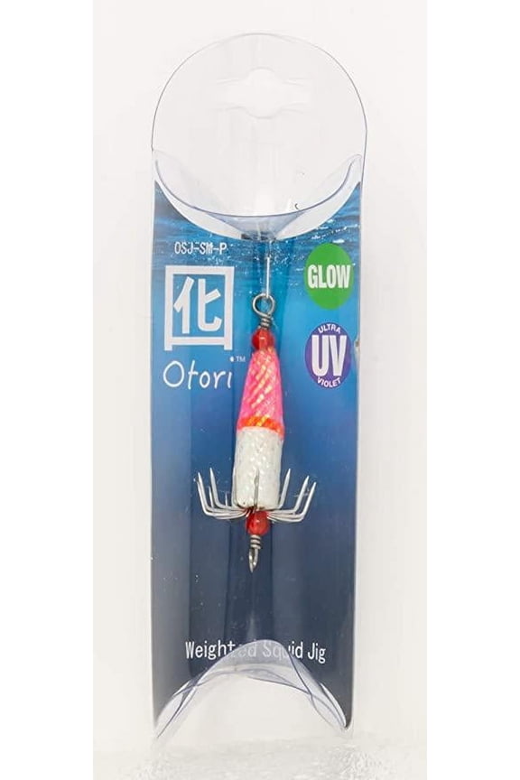 Beau-Mac Otori Squid Jig Skinny 7/8" Medium Pink/Glow OSJ-SM-P