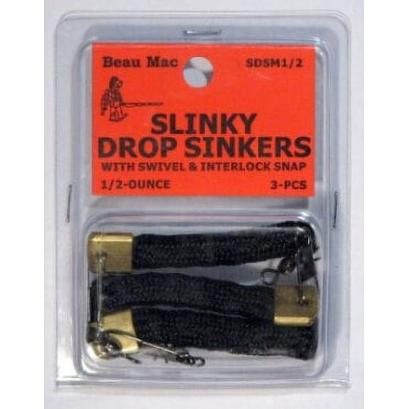 Beau Mac Slinky Drop Sinker Magnum 1/2 Black 3pcs BEAUUSDSM12