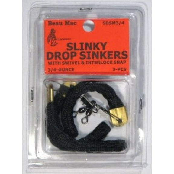 Beau Mac Slinky Drop Sinker Magnum 3/4 Black  3pcs  BEAUUSDSM34