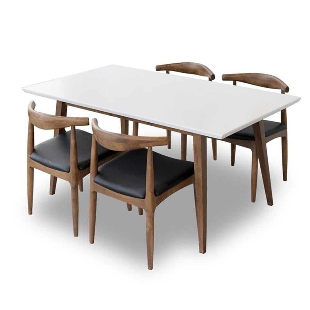 Beau Modern Solid Wood Walnut Kitchen & Dining Room Table and Chairs ...