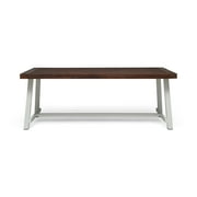 Beau Outdoor 8 Seater Iron Dining Table, Dark Brown and White Finish