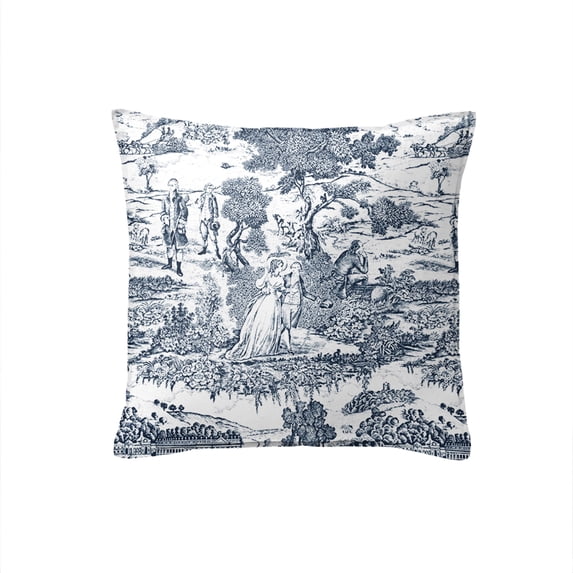 Beau Toile Blue Decor Pillow (Feather Insert) 14"x20" Rectangle