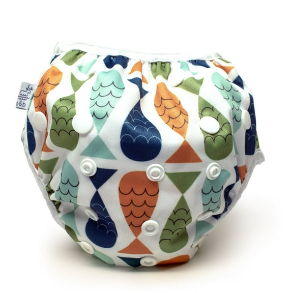 Beau and Belle Littles Nageuret Premium Reusable Cloth Swim Diaper for Babies and Toddlers Adjustable size from approx. 8-36lbs, (FIsh)