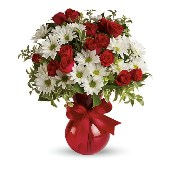BeauMonde Flora Red White & You Bouquet by Teleflora