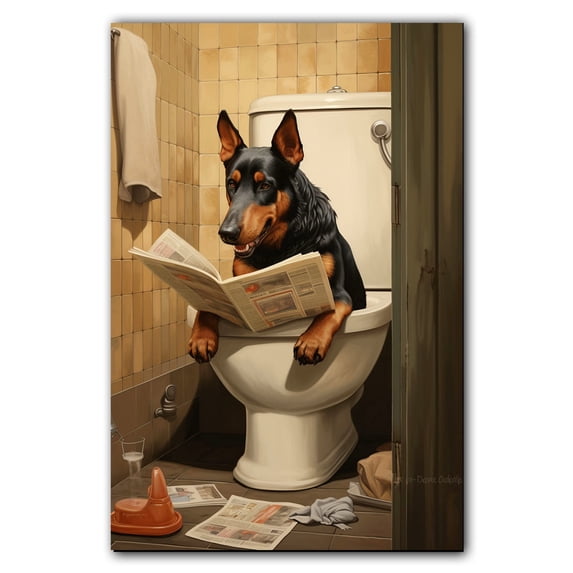 Beauceron Dog Bathroom Wall Decor, Funny Bathroom Wall Art Prints, Farmhouse Bathroom Canvas Wall Art, Bathroom Decorations, Kids Bathroom Pictures for Wall