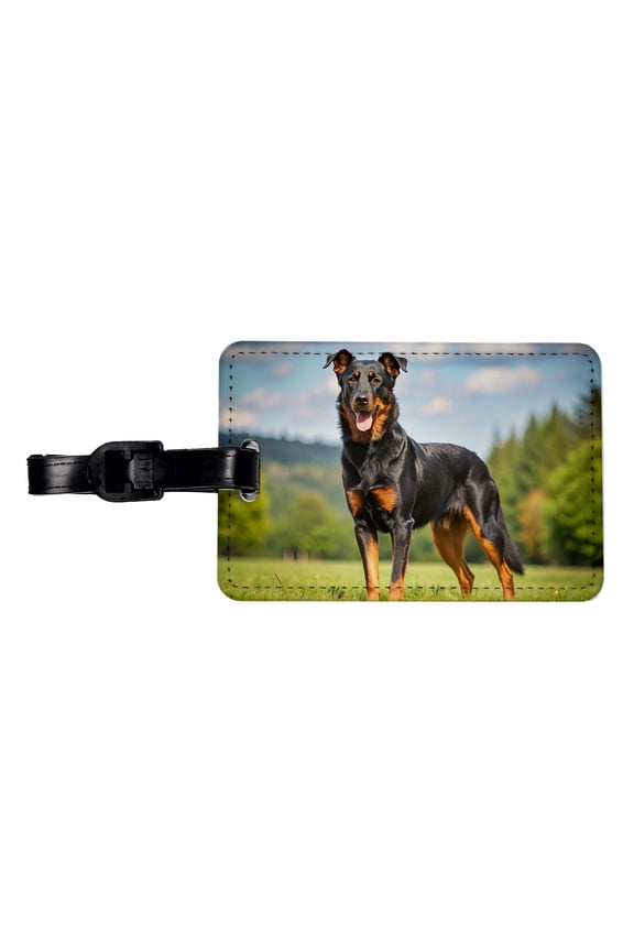 Beauceron Dog Photo Faux Leather Travel Luggage Tag