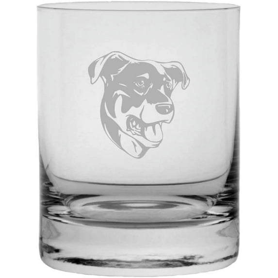 Beauceron Dog Themed Etched 11oz Crystal Rocks Whisky Glass