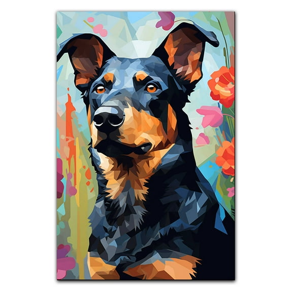 Beauceron Watercolor Dog Portrait Painting of Dog Canvas Print Dog Mom Pet Painting