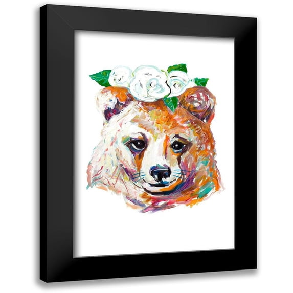 Beauchamp, Andy 11x14 Black Modern Framed Museum Art Print Titled - Bear with Flower Crown