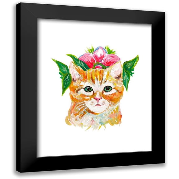 Beauchamp, Andy 12x14 Black Modern Framed Museum Art Print Titled - Cat with Flower Crown