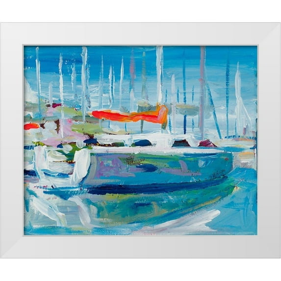 Beauchamp, Andy 18x15 White Modern Wood Framed Museum Art Print Titled - Marina Sailboats