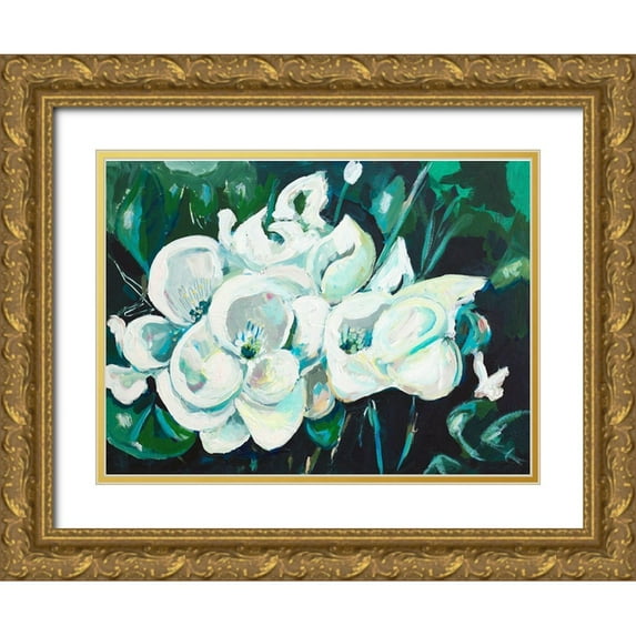 Beauchamp, Andy 24x19 Gold Ornate Wood Framed with Double Matting Museum Art Print Titled - Green into White Orchids